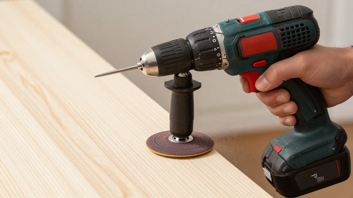 Taladro inalámbrico con disco lijador acoplado